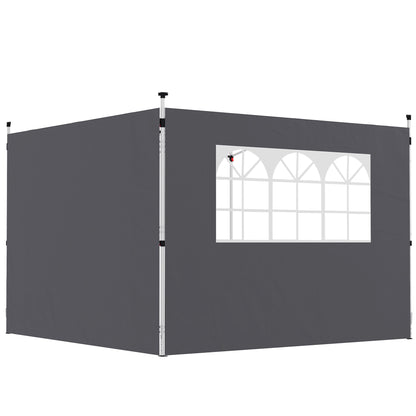 Side Panels for Garden Pavilion 3 x 3 m Pavilion Side Walls with Window Set of 2 pieces Oxford 210D Dark Grey