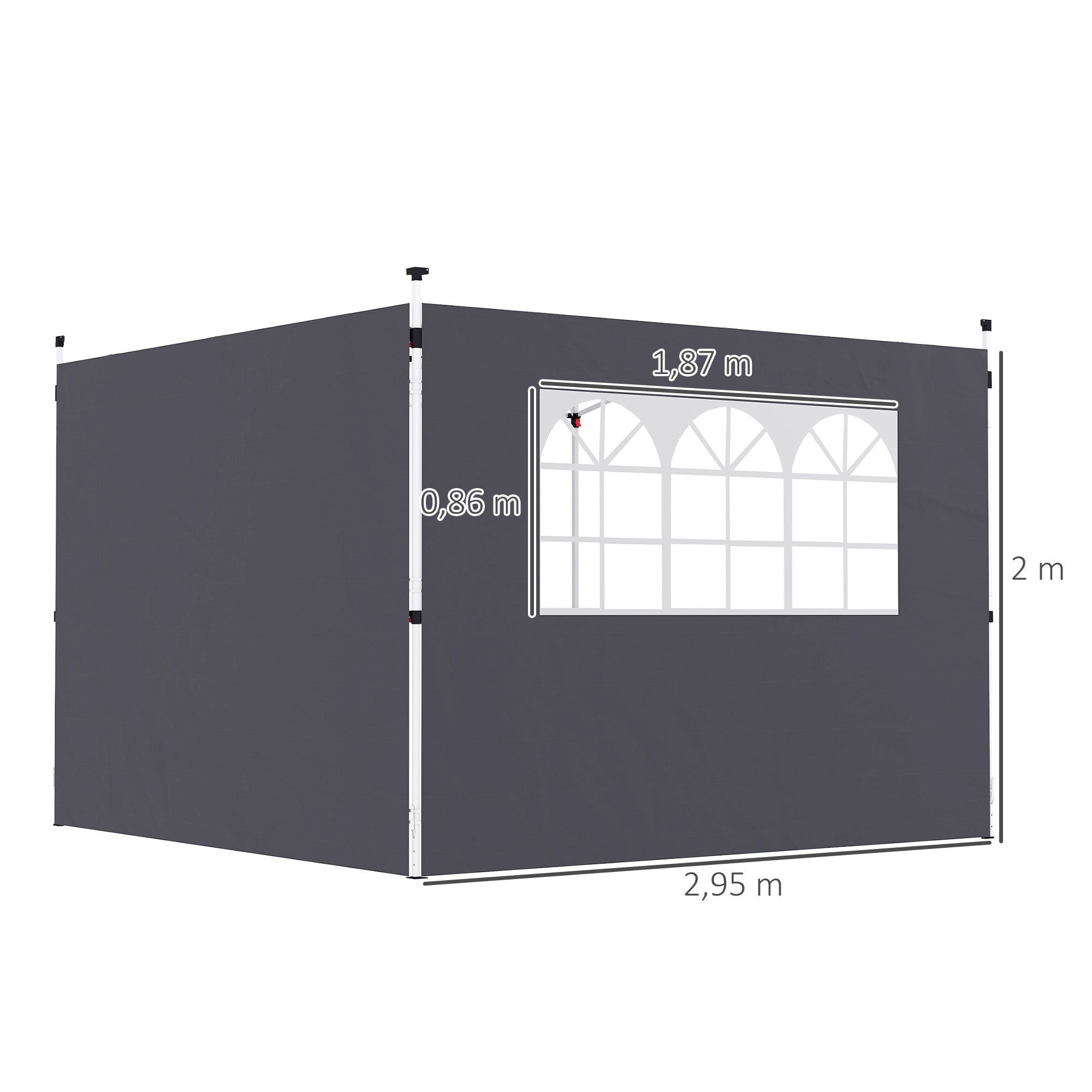 Side Panels for Garden Pavilion 3 x 3 m Pavilion Side Walls with Window Set of 2 pieces Oxford 210D Dark Grey