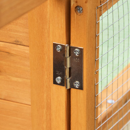 Rabbit Hutch Small Animal Hutch with Removable Tray and Ramp Pet House Pet Cage Outdoor Indoor Fir Wood Orange 141 x 60 x 86 cm