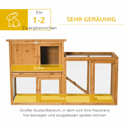 Rabbit Hutch Small Animal Hutch with Removable Tray and Ramp Pet House Pet Cage Outdoor Indoor Fir Wood Orange 141 x 60 x 86 cm