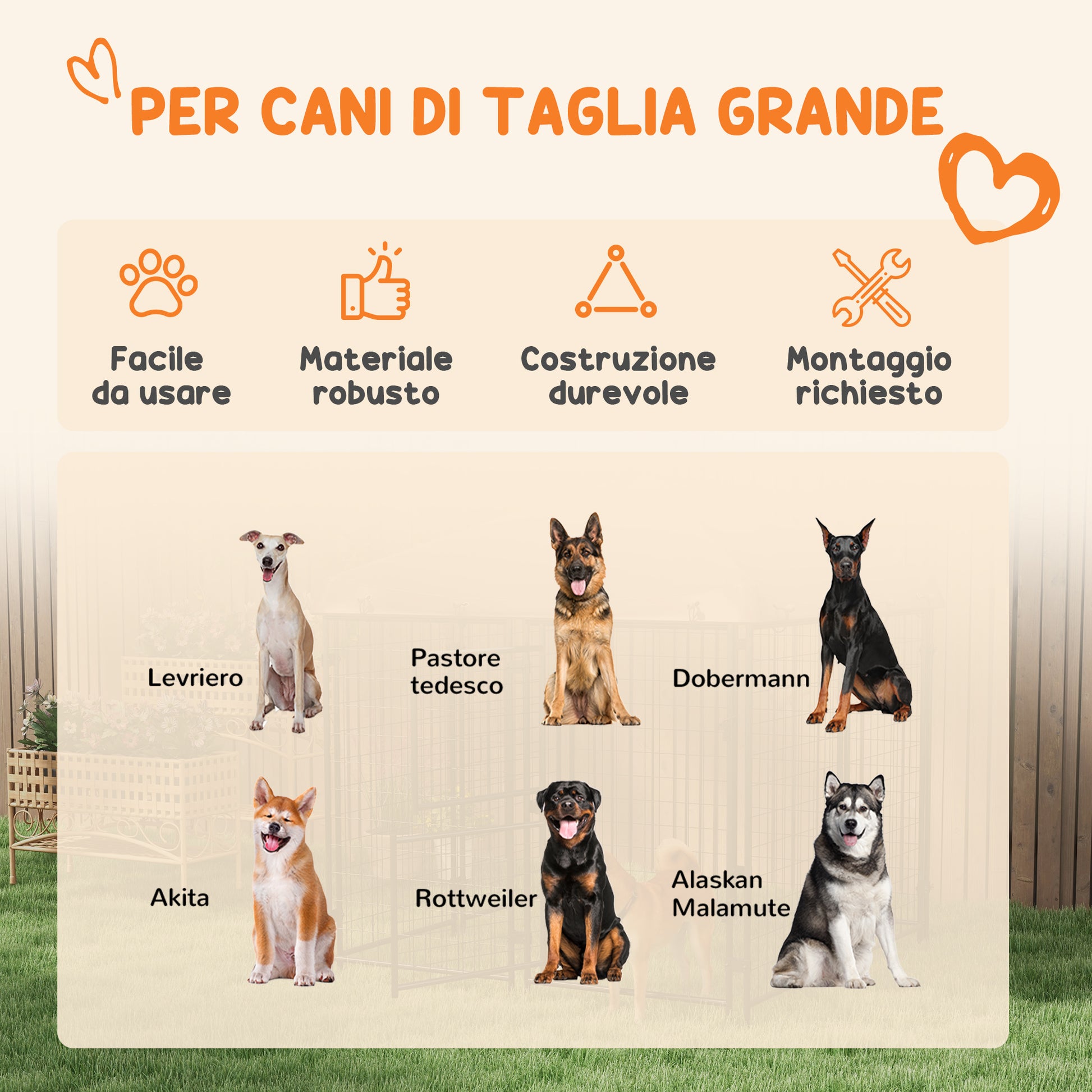 Outdoor Dog Kennel, Large Metal Dog Cage with Anti-UV Waterproof Roof and 2-Section Door, 239x121x183cm, Silver