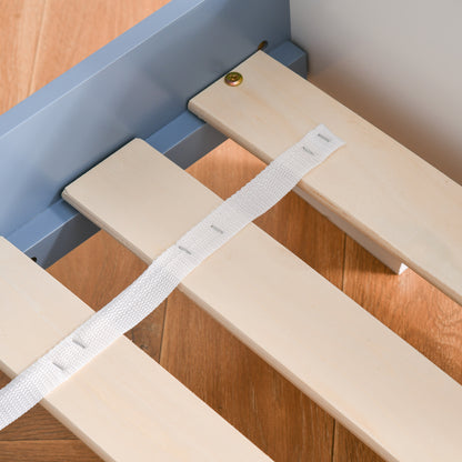 Children's Bed, Floor Bed for Children, 3 to 6 Years, 143 x 74 cm, Star Design, Slatted Bed Base Included, for a Children's Room, Blue White