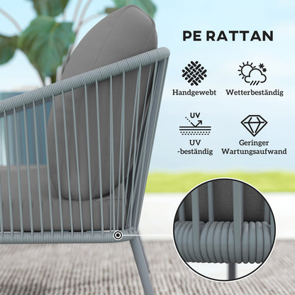 Garden Sofa with Cushions 2-Seater Sofa Outdoor Balcony Sofa Rattan Sofa Polyrattan Garden Furniture Balcony Furniture 112 x 72 x 76 cm Gray