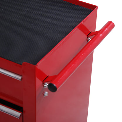 Mobile Workshop Tool Chest Cart with 5 Drawers 4 Wheels Red Steel Plate