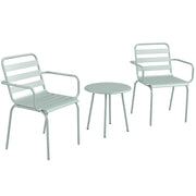 3 Piece Bistro Set Garden Furniture Set with 1 Coffee Table, 2 Stackable Chairs, Balcony Set, Seating Group for Balcony, Terrace, Steel, Green