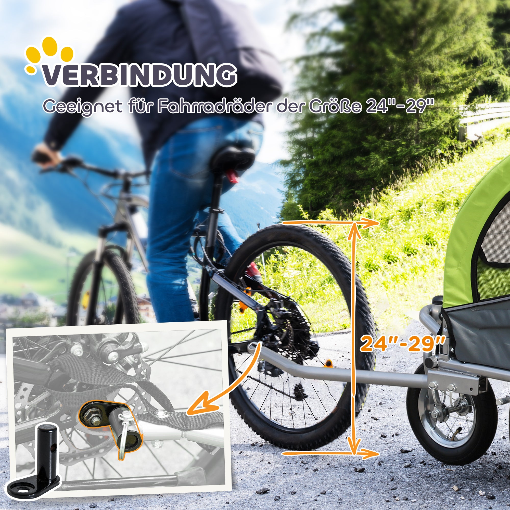 2-in-1 Dog Trailer, Bicycle Trailer for Dogs, Pet Wagon with Reflectors, Flag, Dog Bike Trailer Pet Buggy, Oxford Fabric, Green