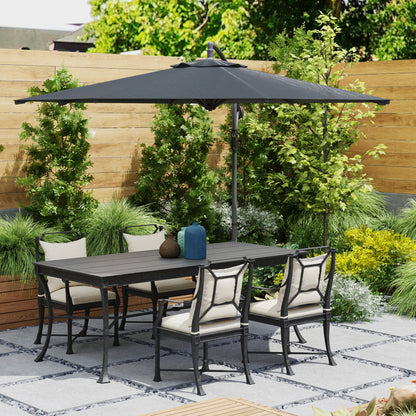 Foldable Octagonal Offset Garden Parasol with Cross Stand - 3m Diameter - Black