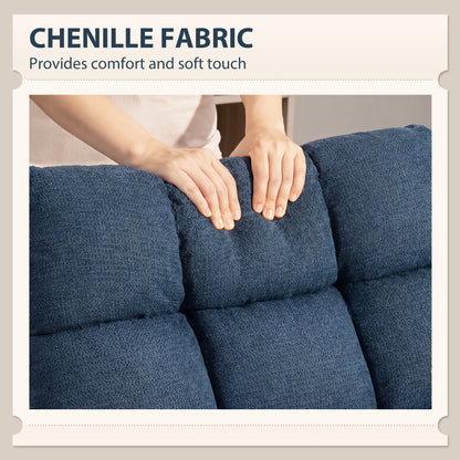 Armless Swivel Lounge Chair — Wide Chenille Seat, Steel Base, Dark Blue