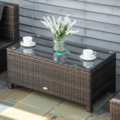 Garden Side Table Coffee Table Patio Table Poly Rattan Brown 85 x 50 x 39 cm
