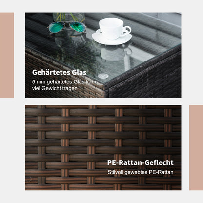 Garden Side Table Coffee Table Patio Table Poly Rattan Brown 85 x 50 x 39 cm