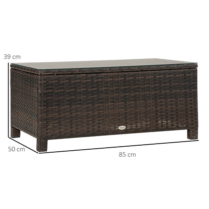 Garden Side Table Coffee Table Patio Table Poly Rattan Brown 85 x 50 x 39 cm