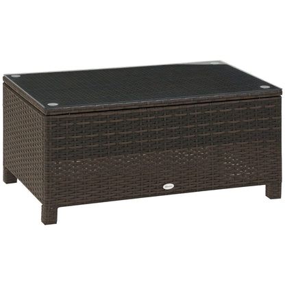 Garden Side Table Coffee Table Patio Table Poly Rattan Brown 85 x 50 x 39 cm