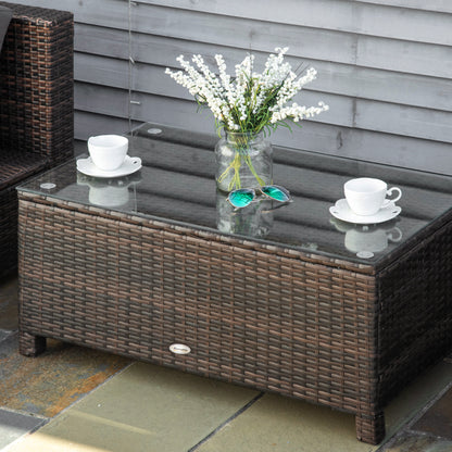 Garden Side Table Coffee Table Patio Table Poly Rattan Brown 85 x 50 x 39 cm
