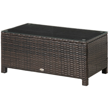 Garden Side Table Coffee Table Patio Table Poly Rattan Brown 85 x 50 x 39 cm