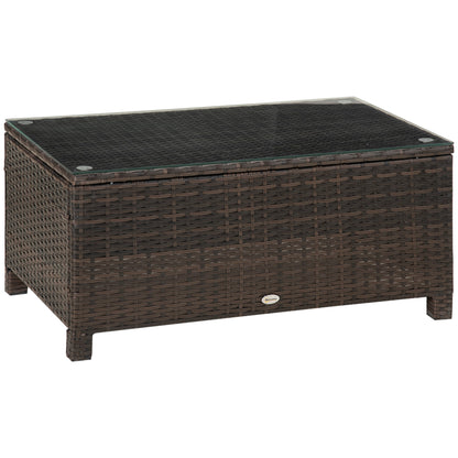 Garden Side Table Coffee Table Patio Table Poly Rattan Brown 85 x 50 x 39 cm