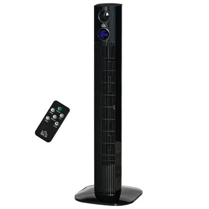 Quiet Tower Fan 45 W, Floor Fan for Bedroom 3 Modes 3 Speeds, Remote Control, 70° Oscillation, 12H Timer, LED Display, Suitable for Aromatherapy 96H cm Black
