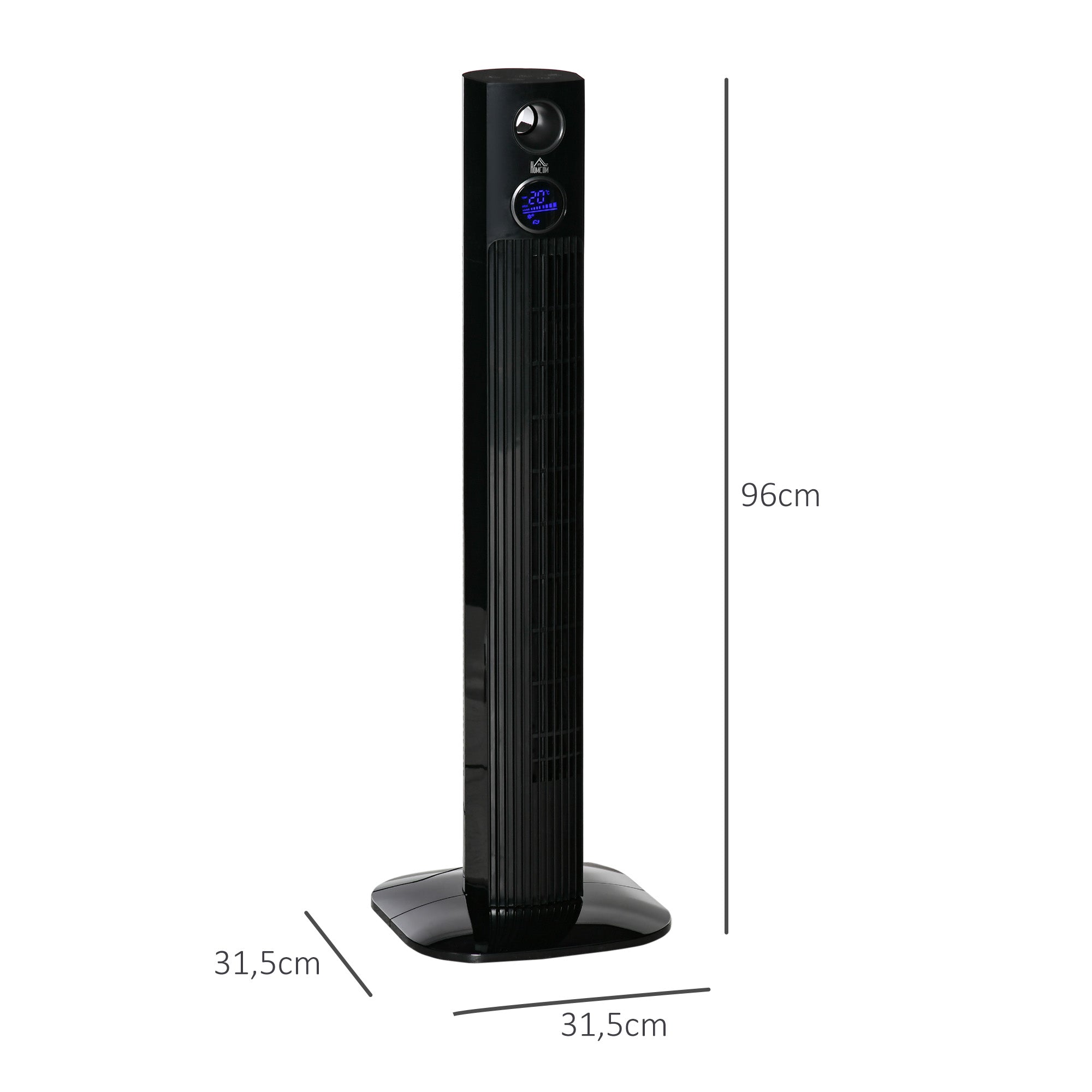 Quiet Tower Fan 45 W, Floor Fan for Bedroom 3 Modes 3 Speeds, Remote Control, 70° Oscillation, 12H Timer, LED Display, Suitable for Aromatherapy 96H cm Black