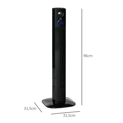 Quiet Tower Fan 45 W, Floor Fan for Bedroom 3 Modes 3 Speeds, Remote Control, 70° Oscillation, 12H Timer, LED Display, Suitable for Aromatherapy 96H cm Black
