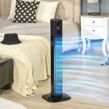 Quiet Tower Fan 45 W, Floor Fan for Bedroom 3 Modes 3 Speeds, Remote Control, 70° Oscillation, 12H Timer, LED Display, Suitable for Aromatherapy 96H cm Black
