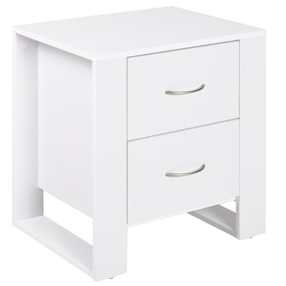 Nightstand with 2 Drawers Legs and Elevated Base for Bedroom Side Table for Living Room Modern Style 48x39x54 cm White