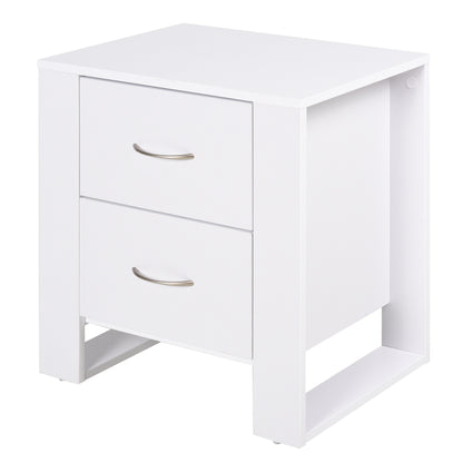 Nightstand with 2 Drawers Legs and Elevated Base for Bedroom Side Table for Living Room Modern Style 48x39x54 cm White