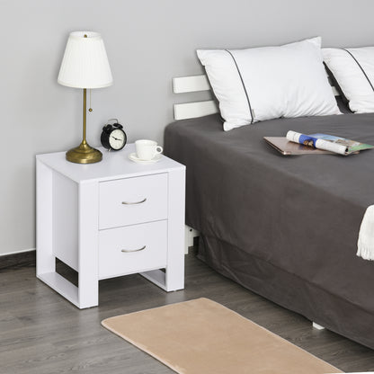 Nightstand with 2 Drawers Legs and Elevated Base for Bedroom Side Table for Living Room Modern Style 48x39x54 cm White