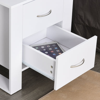 Nightstand with 2 Drawers Legs and Elevated Base for Bedroom Side Table for Living Room Modern Style 48x39x54 cm White