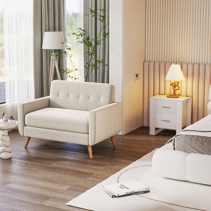 Nightstand with 2 Drawers Legs and Elevated Base for Bedroom Side Table for Living Room Modern Style 48x39x54 cm White