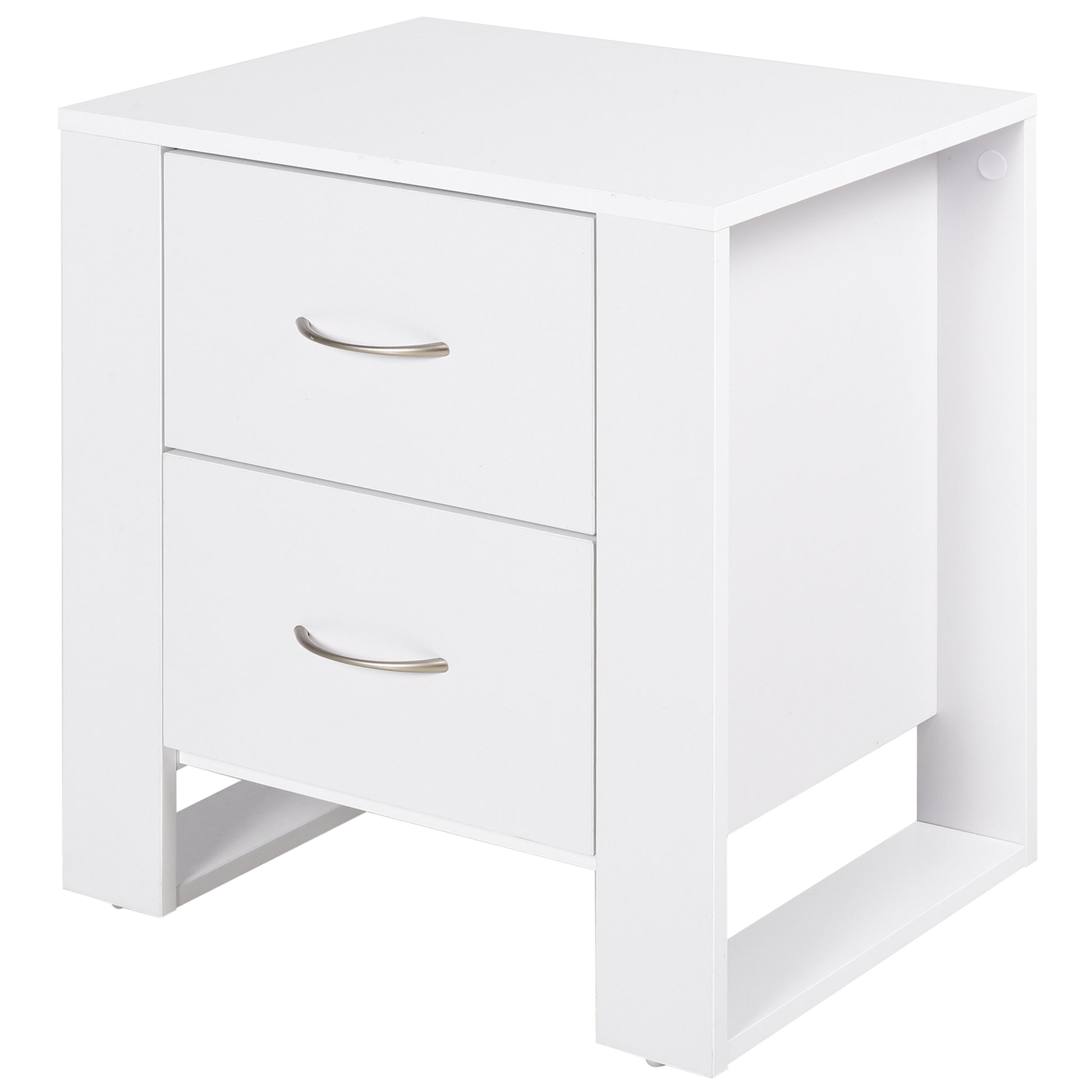 Nightstand with 2 Drawers Legs and Elevated Base for Bedroom Side Table for Living Room Modern Style 48x39x54 cm White