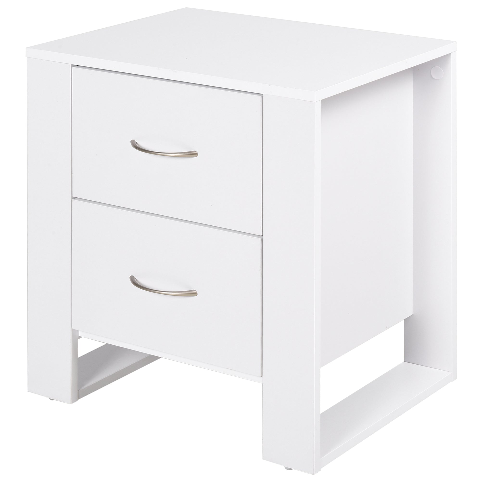 Nightstand with 2 Drawers Legs and Elevated Base for Bedroom Side Table for Living Room Modern Style 48x39x54 cm White