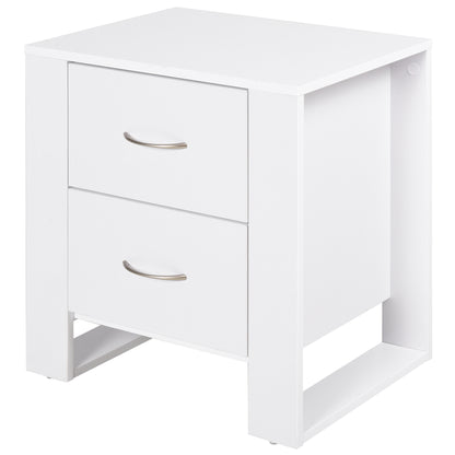 Nightstand with 2 Drawers Legs and Elevated Base for Bedroom Side Table for Living Room Modern Style 48x39x54 cm White