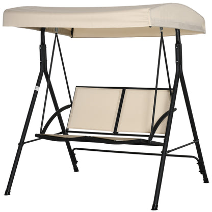 2-Seater Garden Swing with Adjustable Canopy and Texteline Seat, 140x118x162cm Beige