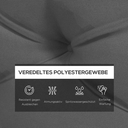 2 Seater Pallet Cushion 120cm x 80cm x 12cm Bench Cushion with UV Protection Seat Cushion Padding Water-Repellent Garden Bench Cushion for Pallet Sofa, Balcony Dark Grey