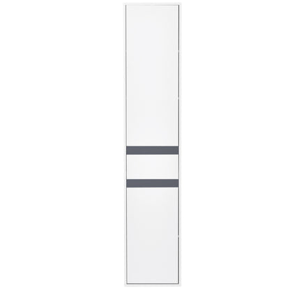 Contemporary Style Bathroom Column Storage Cabinet 2 Cabinets 3 Shelves and Sliding Drawer Particle Boards White