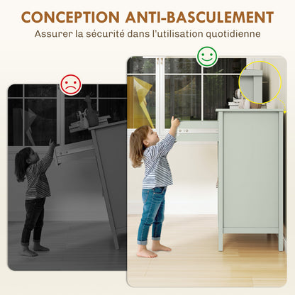 Sideboard Cabinet with Drawer and Double Door, Adjustable Shelf, PU Handles, Modern Style Buffet for Dining Room & Kitchen, 31.5 x 15.7 x 35.4 in, Light Green