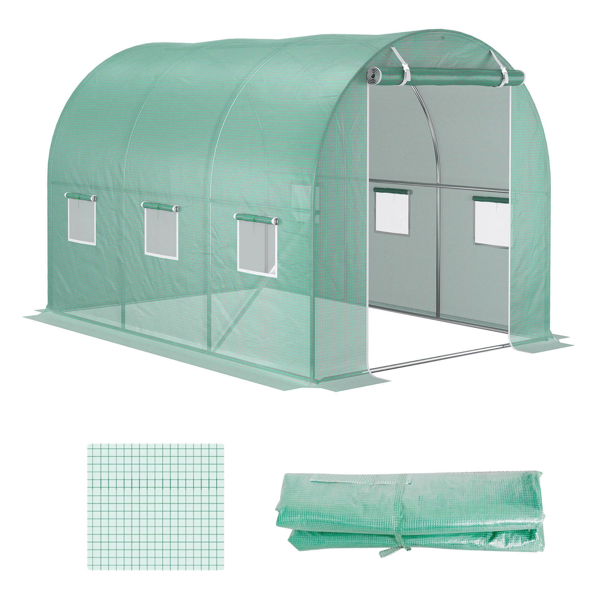 Greenhouse Cover Film 3x2x2m, Waterproof Garden Film with UV Protection, PE Film, Cover for Gardening Greenhouse Tunnel, Tunnel Film for Outdoor Area, Plants, Green