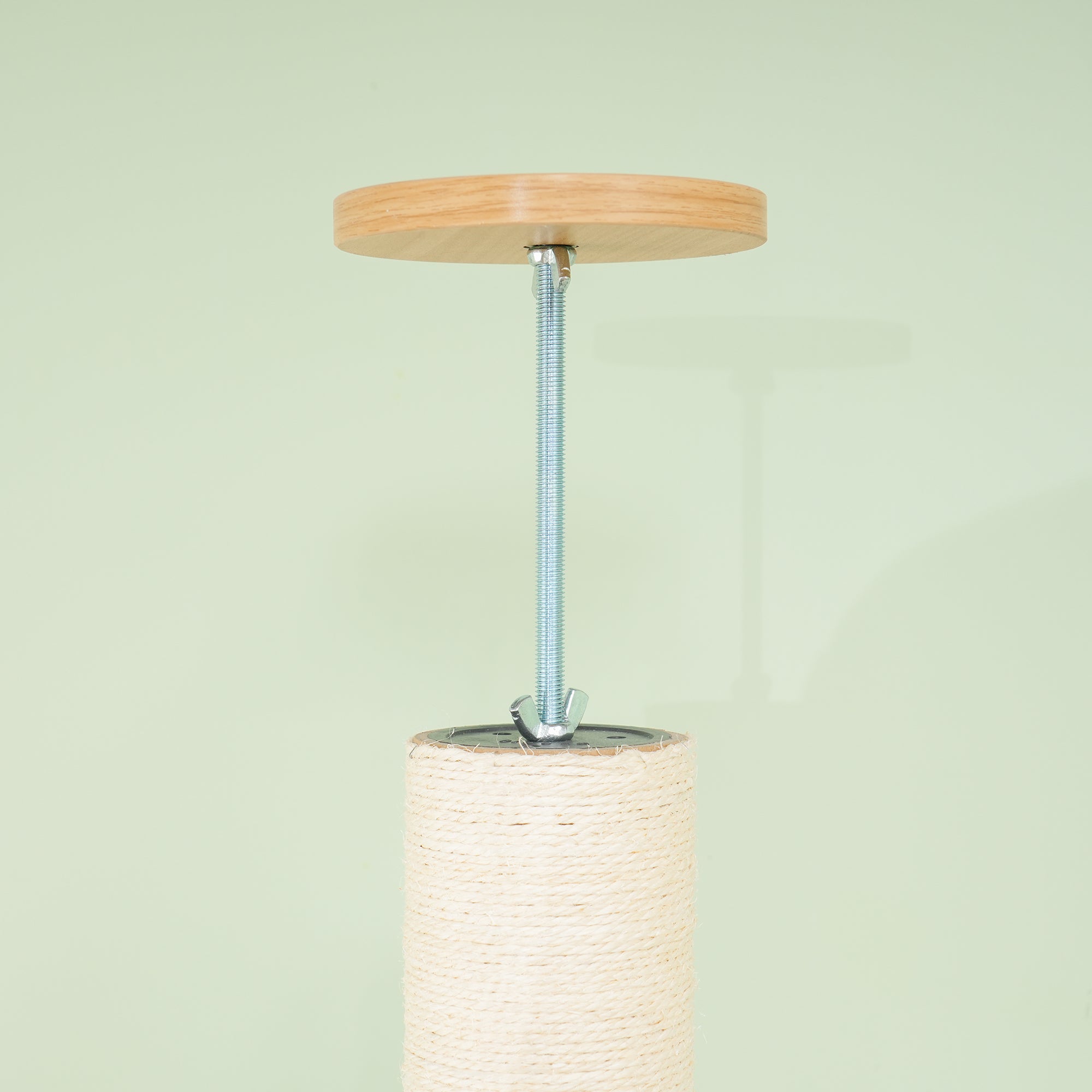 Cat Tree, Ceiling-high Cat Scratching Post, 230-250 cm, Climbing Tree with Hammock, Adjustable Height Cat Tree, Play Tree with Anti-tip Protection, Plush, Oak+Cream