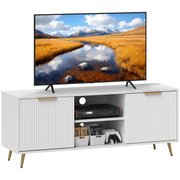 Modern TV Cabinet TV Stand with 2 Open Compartments and 2 Doors TV Unit for 55-inch TV 120x35x48 cm White