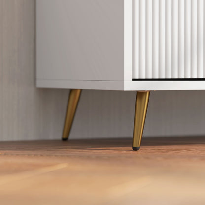 Modern TV Cabinet TV Stand with 2 Open Compartments and 2 Doors TV Unit for 55-inch TV 120x35x48 cm White