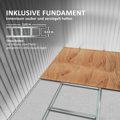 Metal Tool Shed 6.3m³ 280x130x172cm Equipment Shed with Pent Roof Sliding Door Weatherproof Garden House Outdoor Garden Shed Cabinet for Backyard Outdoor Area Anthracite, Dark Gray