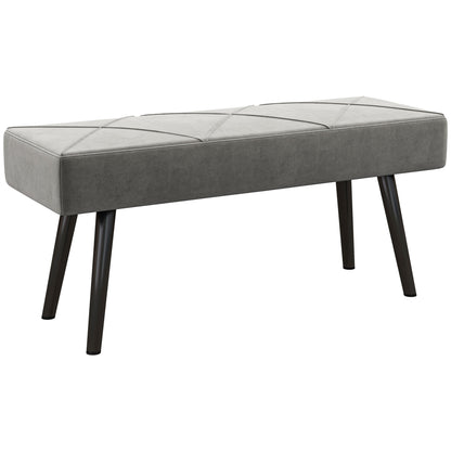 Upholstered Seat Bench in Velvet Look, Bed Bench with X-Pattern, Steel Legs, Shoe Bench for Bedroom, Living Room, Hallway, 100 x 36 x 45 cm, Gray