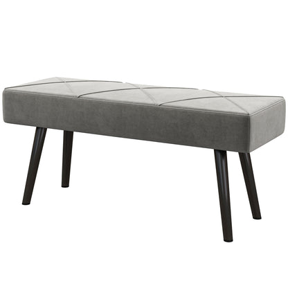 Upholstered Seat Bench in Velvet Look, Bed Bench with X-Pattern, Steel Legs, Shoe Bench for Bedroom, Living Room, Hallway, 100 x 36 x 45 cm, Gray