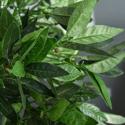 Set of 2 Artificial Laurel Trees, 90 cm Artificial Plants in Cement Pots, Indoor Plant, Artificial Plants for Indoor, Outdoor, Decorative Plants, Green