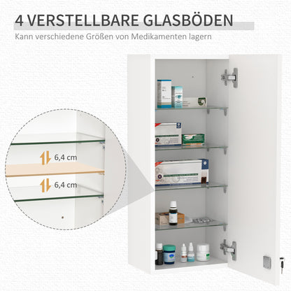 Medicine Cabinet Medicine Cabinet Wall Cabinet Hanging Cabinet with Adjustable Shelf First Aid Cross Lockable for Bathroom Kitchen Hallway White 30x20x70 cm