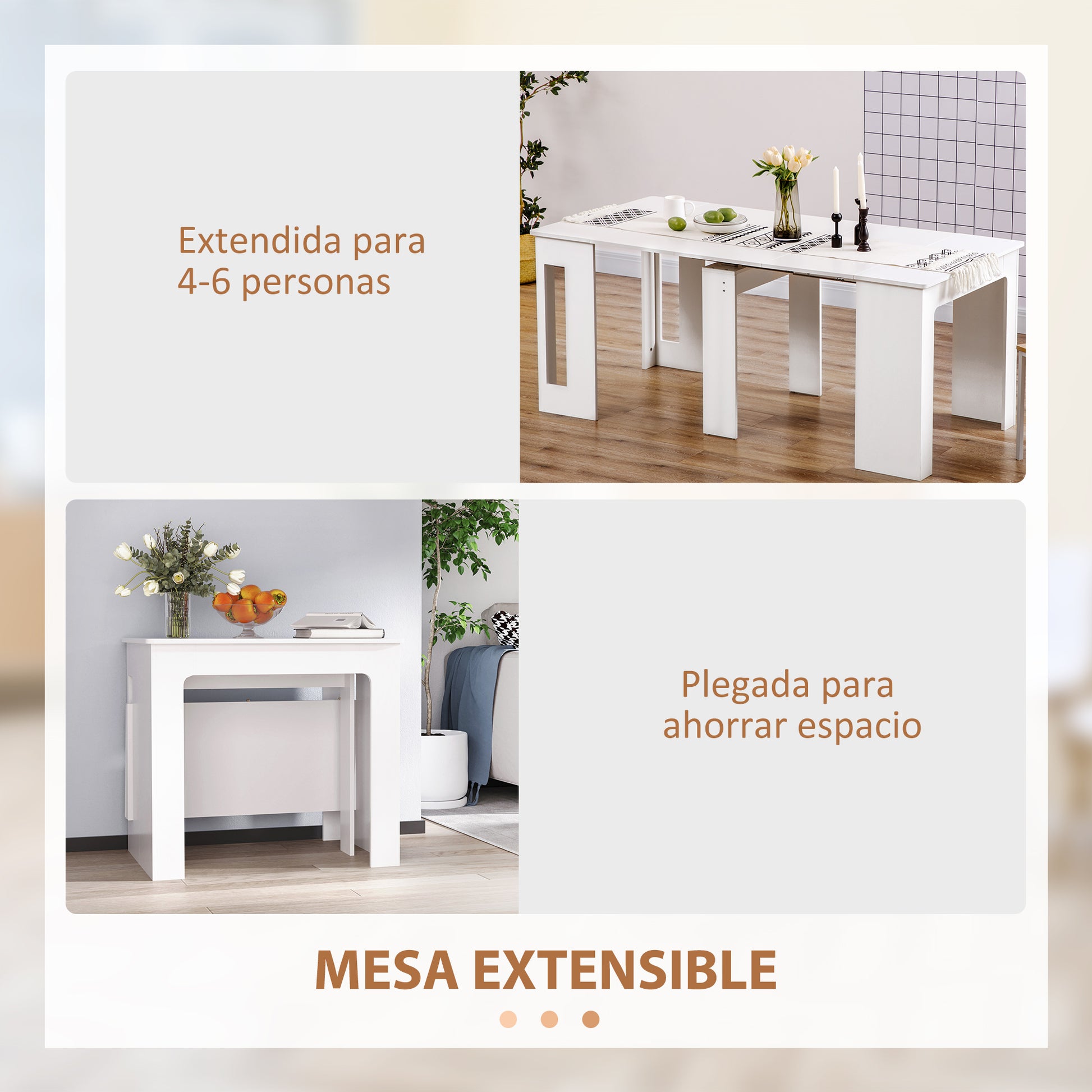 Extendable Dining Table for 4-6 People Console Table with Folding Wings Multifunctional Auxiliary Table for Study Kitchen Load 60 kg 180x85x75 cm White