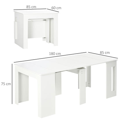 Extendable Dining Table for 4-6 People Console Table with Folding Wings Multifunctional Auxiliary Table for Study Kitchen Load 60 kg 180x85x75 cm White