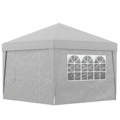 Pop-up Folding Garden Gazebo Canopy Tent Party Marquee with UV-30+ Protection 3 x 3 m with Windows Sidewalls Carry Bag Sandbags Grey
