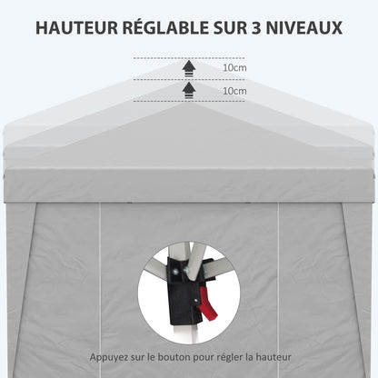 Pop-up Folding Garden Gazebo Canopy Tent Party Marquee with UV-30+ Protection 3 x 3 m with Windows Sidewalls Carry Bag Sandbags Grey