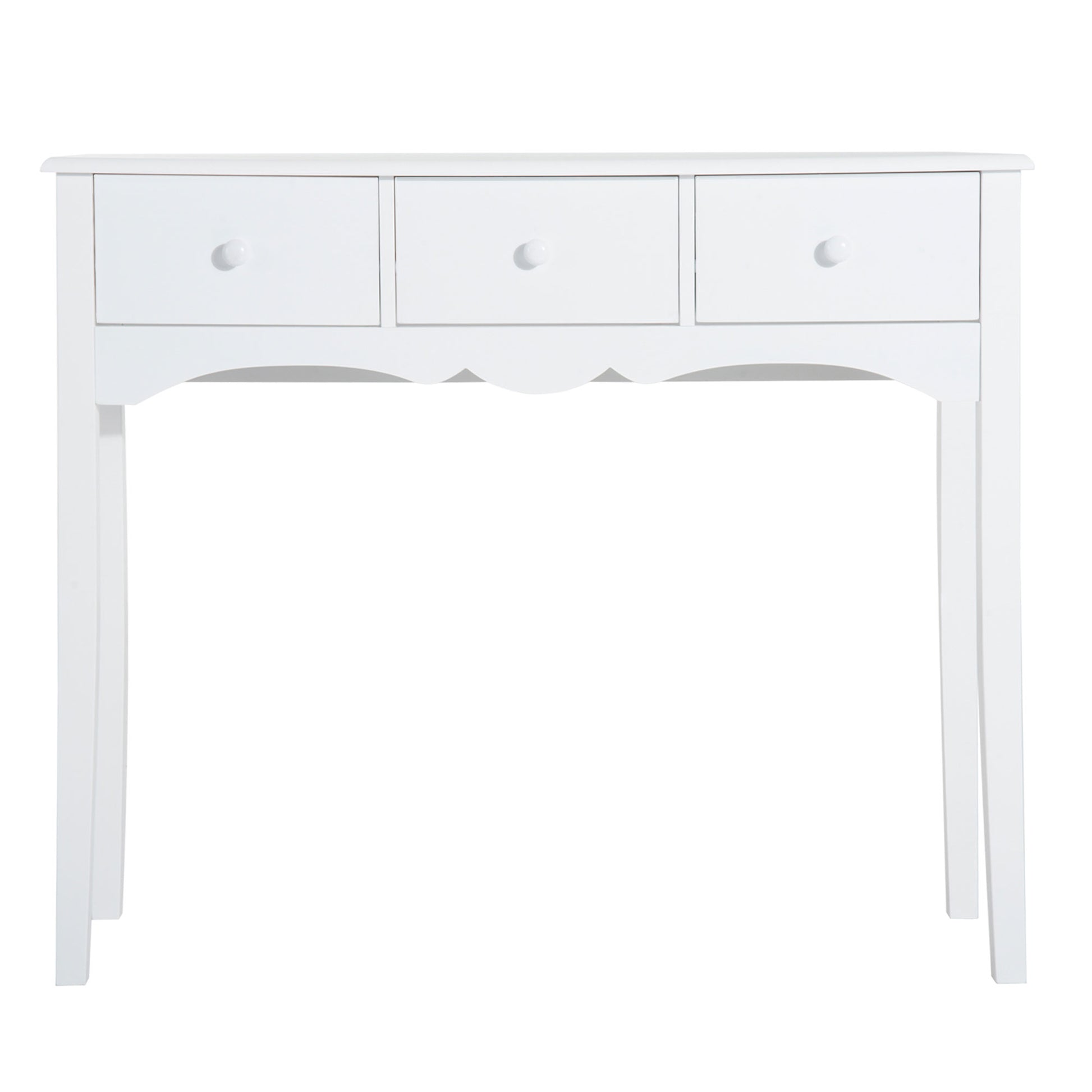Wooden Entryway Console Table with 3 Drawers for Living Room Hallway Load 45 kg 100x32x85 cm White