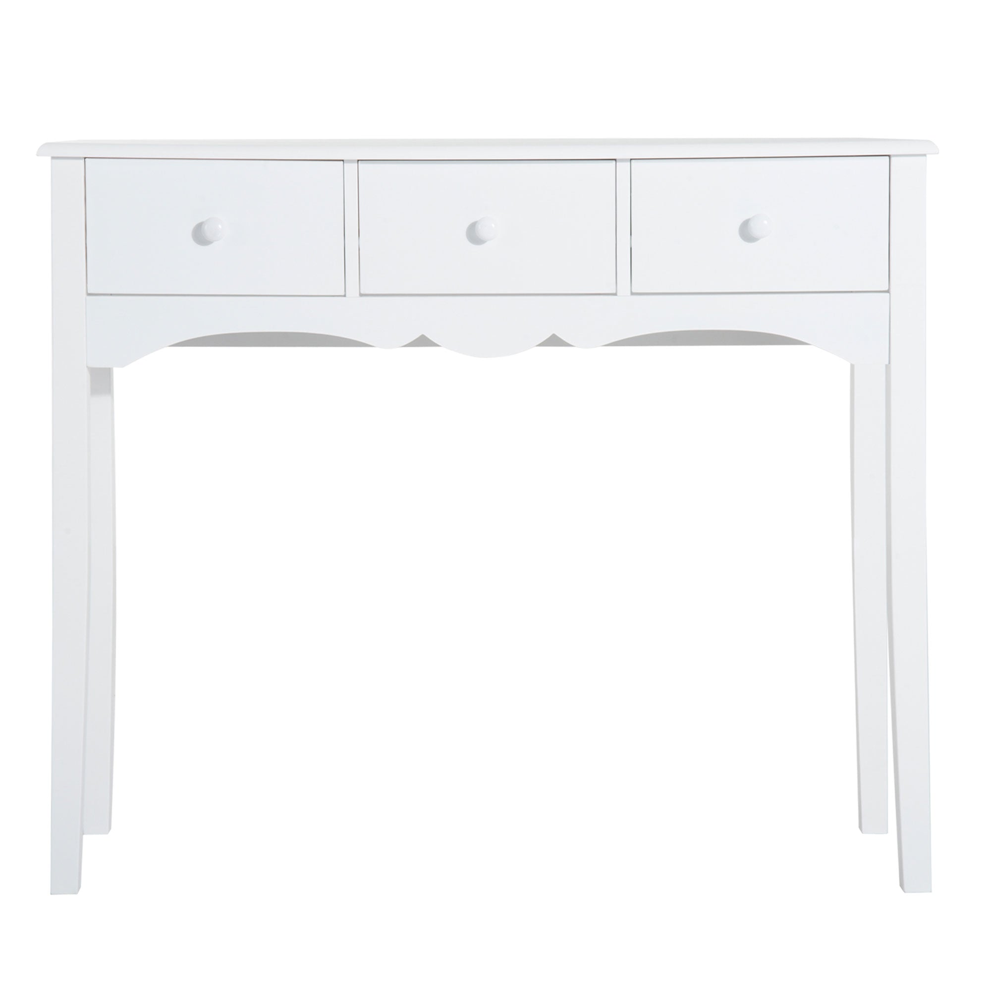 Wooden Entryway Console Table with 3 Drawers for Living Room Hallway Load 45 kg 100x32x85 cm White